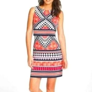 Vince Camuto Multicolor Geometric Print Sleeveless Tiered Shift Dress - Size 4